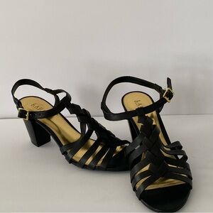 Ralph Lauren Black and Gold Strappy Sandals